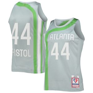 Mitchell & Ness Fabulous Pete Maravich Atlanta Hawks Silver 75th Anniversary 1971/72 Hardwood Classics Swingman Jersey