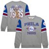 Mitchell & Ness Philadelphia 76ers Heather Gray Hardwood Classics Elegant All Over 4.0 Pullover Sweatshirt