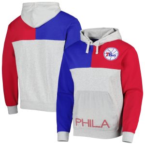 Mitchell & Ness Philadelphia 76ers Heather Gray Elegant Tie Breaker Pullover Hoodie