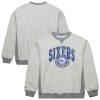 Mitchell & Ness Philadelphia 76ers Heather Gray Vintage Logo Pullover Stylish Sweatshirt
