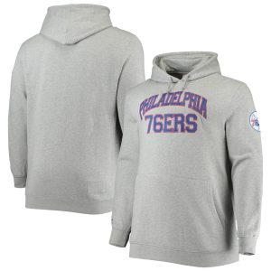 Mitchell & Ness Philadelphia 76ers Stylish Heathered Gray Hardwood Classics Big & Tall Throwback Pullover Hoodie