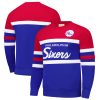 Mitchell & Ness Chic Philadelphia 76ers Royal/Red Hardwood Classics Vintage Logo Head Coach Pullover Sweatshirt