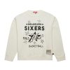 Mitchell & Ness Philadelphia 76ers Women's Cream Hardwood Gorgeous Classics Pullover Sweatshirt