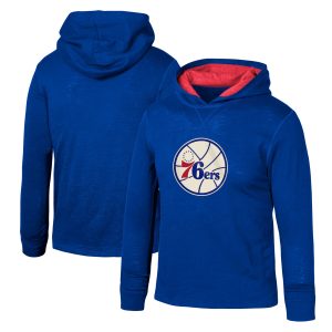 Mitchell & Ness Philadelphia 76ers Youth Royal Hardwood Classics Legendary Slub Lightweight Unique Pullover Hoodie