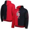 Mitchell & Ness Portland Trail Eye - catching Blazers Red/Black Hardwood Classics Split Pullover Hoodie