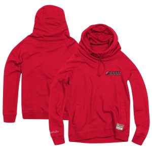 Mitchell & Ness Portland Trail Blazers Chic Women's Scarlet Hardwood Classics Funnel Neck Fleece Pullover Sweatshirt