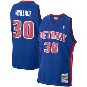 Mitchell Unique & Ness Rasheed Wallace Detroit Pistons Royal 2003/04 Hardwood Classics Swingman Jersey