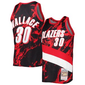Mitchell & Ness Rasheed Wallace Portland Trail Blazers Black 1999/00 Hardwood Classics Marble Swingman Fabulous Jersey