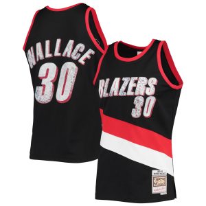 Mitchell & Ness Rasheed Wallace Portland Trail Blazers Black 1999/00 Hardwood Classics NBA Elegant 75th Anniversary Diamond Swingman Jersey