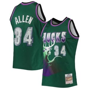 Mitchell Stylish & Ness Ray Allen Milwaukee Bucks Green 1996/97 Hardwood Classics NBA 75th Anniversary Diamond Swingman Jersey