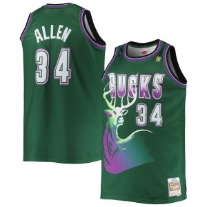 Mitchell & Ness Ray Allen Milwaukee Bucks Hunter Green Big & Tall 1996/97 Hardwood Classics Swingman Jersey Eye - catching