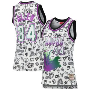 Mitchell & Ness Ray Allen Milwaukee Bucks Women's White 1996 Doodle Swingman Jersey Elegant