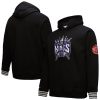 Mitchell Unique & Ness Sacramento Kings Black Chainstitch Applique Vintage Heavyweight Pullover Hoodie