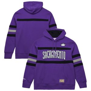 Mitchell & Ness Eye - catching Sacramento Kings Purple Hardwood Classics Nights Head Coach Pullover Hoodie