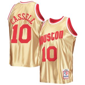 Mitchell & Ness Sam Cassell Eye - catching Houston Rockets Gold 75th Anniversary 1993/94 Hardwood Classics Swingman Jersey