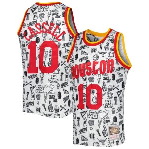 Mitchell & Ness Sam Cassell Unique Houston Rockets White 1993/94 Hardwood Classics Doodle Swingman Jersey