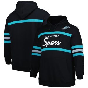 Mitchell & Ness San Antonio Spurs Black Big & Tall Hardwood Classics Unique Head Coach Pullover Hoodie