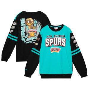 Mitchell & Ness San Antonio Spurs Turquoise All Over Unique Pullover Sweatshirt