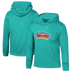 Mitchell & Ness San Antonio Spurs Youth Unique Teal Hardwood Classics Legendary Slub Lightweight Pullover Hoodie