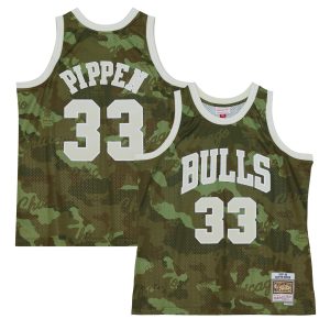 Mitchell & Ness Scottie Elegant Pippen Chicago Bulls Camo Hardwood Classics 1997/98 Ghost Green Swingman Jersey