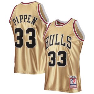 Mitchell & Ness Scottie Gorgeous Pippen Chicago Bulls Gold 75th Anniversary 1997/98 Hardwood Classics Swingman Jersey