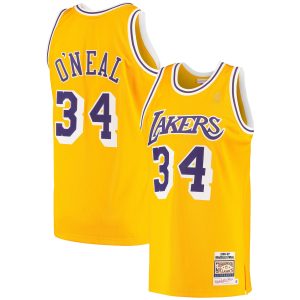Mitchell & Ness Shaquille O'Neal Los Angeles Lakers Gold 1996/97 Hardwood Classics Authentic Fabulous Jersey