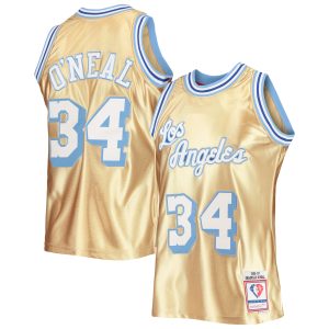 Mitchell & Ness Shaquille O'Neal Los Angeles Lakers Gold 75th Anniversary 1996/97 Hardwood Classics Swingman Fabulous Jersey