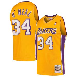 Mitchell & Ness Shaquille O'Neal Los Angeles Lakers Gold Hardwood Classics Swingman Jersey Chic
