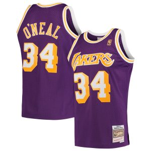 Mitchell & Ness Shaquille O'Neal Los Angeles Lakers Purple Hardwood Chic Classics Swingman Jersey