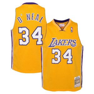 Mitchell & Ness Shaquille O'Neal Los Angeles Lakers Youth Gold 1999/00 Fabulous Hardwood Classics Swingman Jersey
