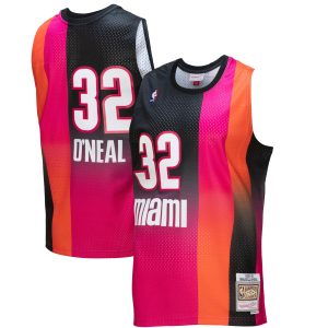 Mitchell & Ness Shaquille O'Neal Miami Heat Pink/Black 2005/06 Hardwood Stylish Classics Fadeaway Swingman Player Jersey