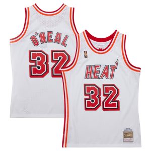 Mitchell & Ness Shaquille O'Neal Miami Heat White Fabulous 2007/08 Hardwood Classics Swingman Jersey