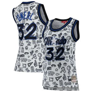 Mitchell & Ness Shaquille O'Neal Orlando Magic Women's White 1994 Doodle Swingman Jersey Eye - catching