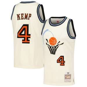 Mitchell & Ness Shawn Kemp Cleveland Stylish Cavaliers Cream Chainstitch Swingman Jersey