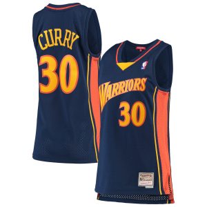 Mitchell & Ness Stephen Curry Golden State Warriors Eye - catching Women's Navy 2009 10 Hardwood Classics Swingman Jersey