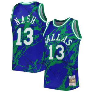 Mitchell & Ness Steve Nash Dallas Mavericks Blue 1998/99 Hardwood Classics Marble Swingman Jersey Gorgeous