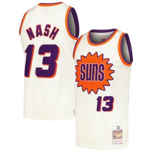 Mitchell Trendy & Ness Steve Nash Phoenix Suns Cream Chainstitch Swingman Jersey