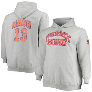 Mitchell & Ness Steve Nash Phoenix Suns Heathered Gray Eye - catching Big & Tall Name & Number Pullover Hoodie