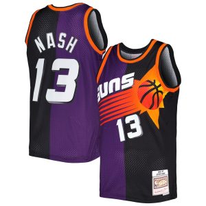 Mitchell & Ness Steve Gorgeous Nash Phoenix Suns Purple/Black Hardwood Classics 1996/97 Split Swingman Jersey