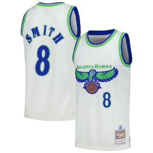 Mitchell Elegant & Ness Steve Smith Atlanta Hawks Cream Chainstitch Swingman Jersey