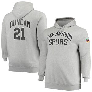 Mitchell Chic & Ness Tim Duncan San Antonio Spurs Heathered Gray Big & Tall Name & Number Pullover Hoodie