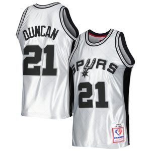 Mitchell & Ness Gorgeous Tim Duncan San Antonio Spurs Platinum 1998/99 Hardwood Classics 75th Anniversary Swingman Jersey
