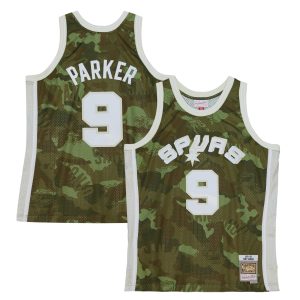 Mitchell & Ness Tony Parker San Antonio Spurs Camo Hardwood Classics 2000/01 Stylish Ghost Green Swingman Jersey