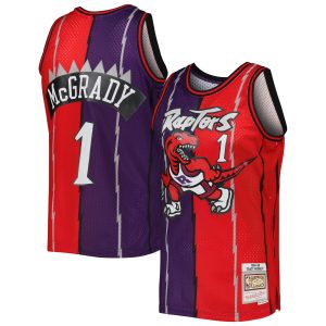 Mitchell & Ness Gorgeous Tracy McGrady Toronto Raptors Purple/Red Hardwood Classics 1998/99 Split Swingman Jersey
