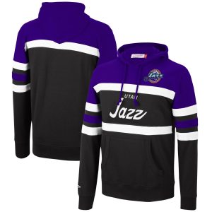 Mitchell Trendy & Ness Utah Jazz Purple/Black Head Coach Pullover Hoodie