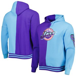 Mitchell & Ness Utah Jazz Elegant Purple/Turquoise Hardwood Classics Split Pullover Hoodie