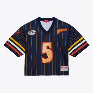Mitchell & Ness x DANNIJO Baron Davis Golden State Warriors Women's Navy Cropped Football Fashion Eye - catching Jersey