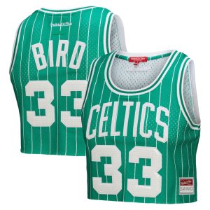 Mitchell Stylish & Ness x DANNIJO Larry Bird Boston Celtics Women's Kelly Green Fashion Cropped Basketball Jersey