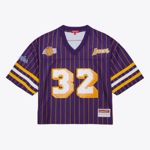 Mitchell & Ness Elegant x DANNIJO Magic Johnson Los Angeles Lakers Women's Purple Cropped Football Fashion Jersey