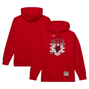 Mitchell & Ness x Tats Cru Chicago Bulls Stylish Red Hardwood Classics Brick Pullover Hoodie